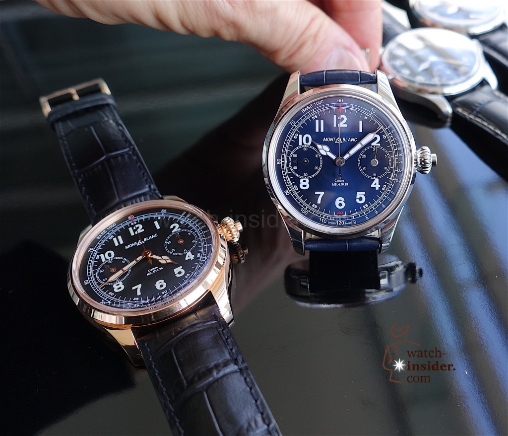 Montblanc 1858 Chronograph Tachymeter in steel right and gold left