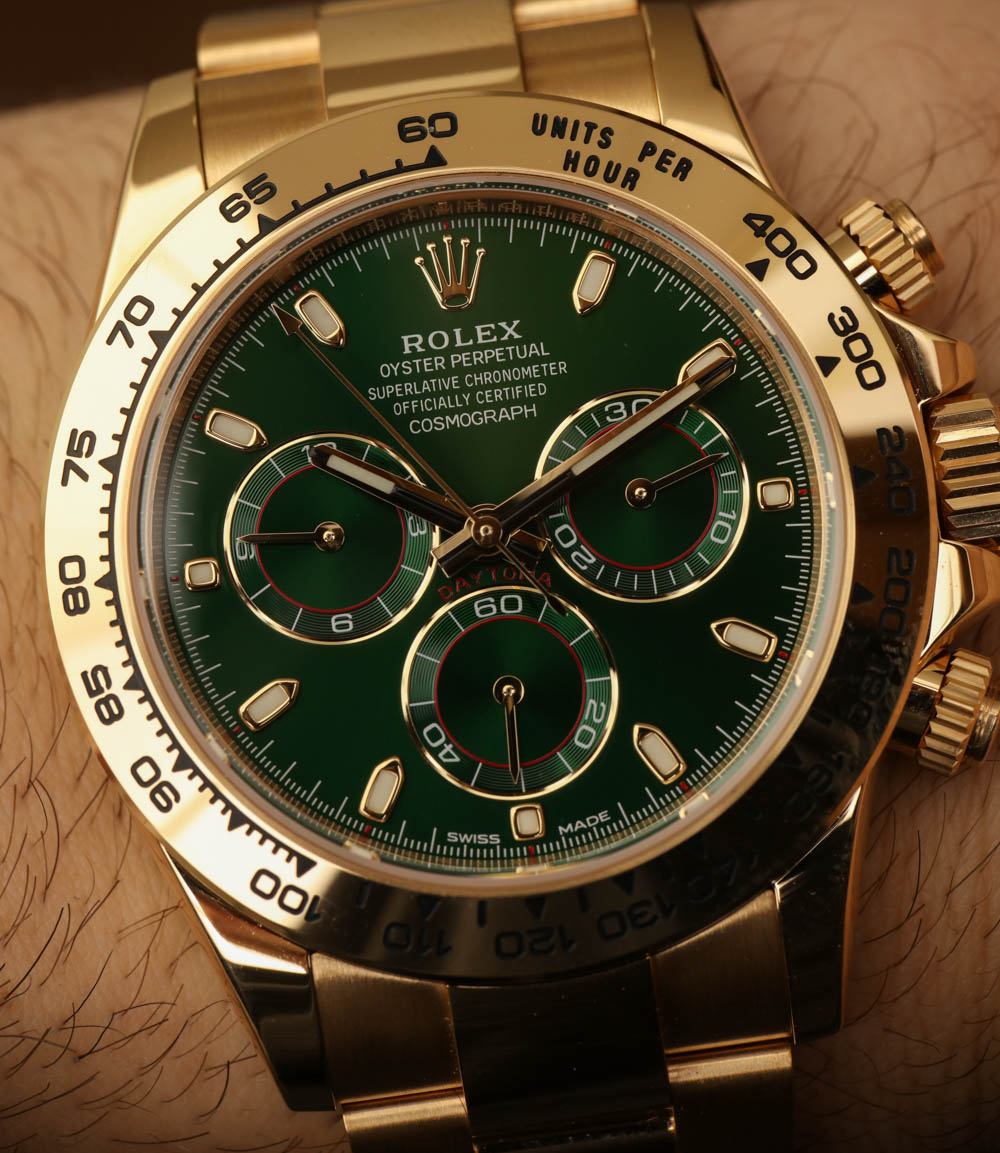 Rolex Cosmograph Daytona 116508 Green Dial 18k Yellow Gold Replica Watch Hands-On Hands-On 