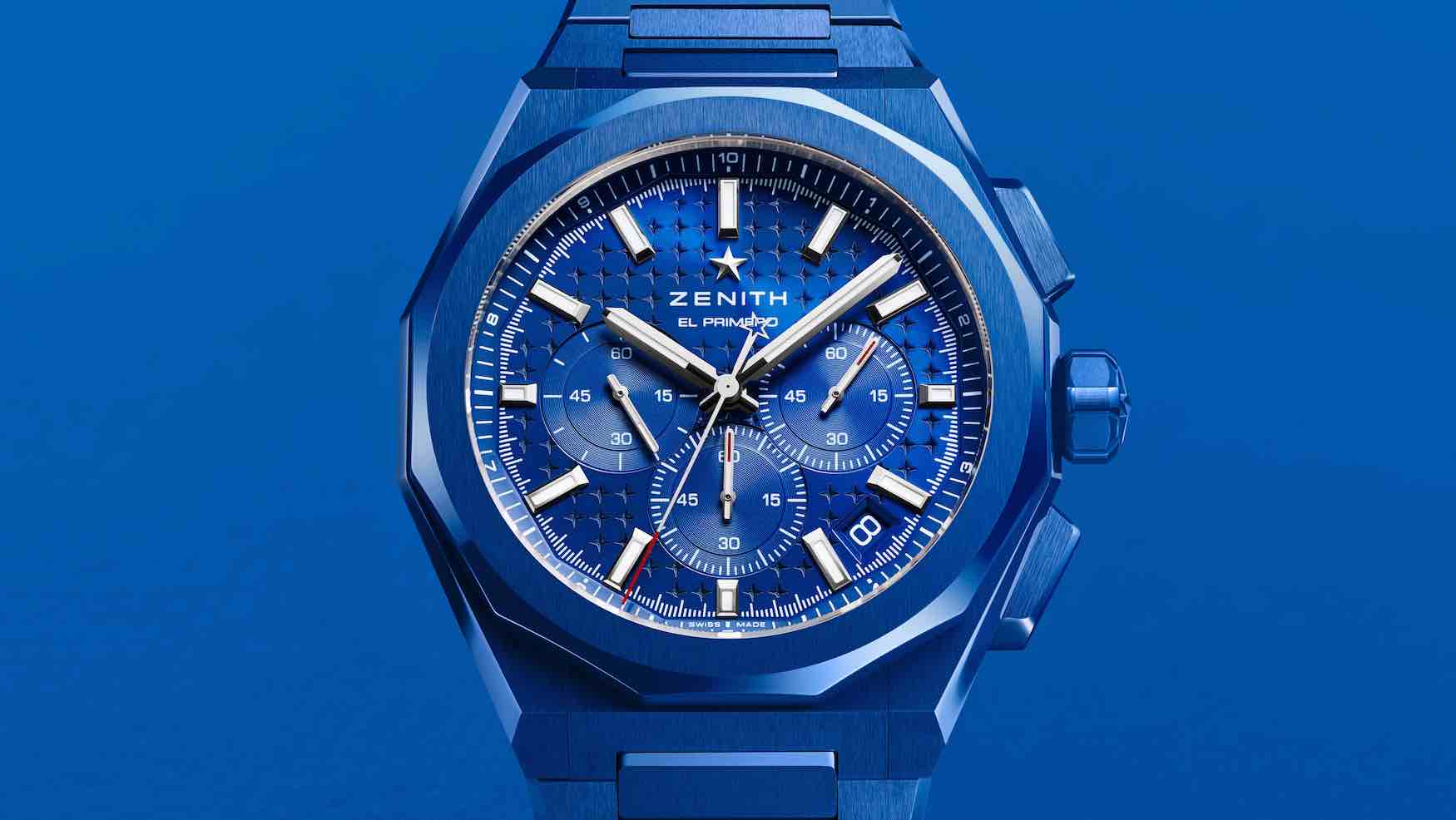 This Zenith Defy Skyline Chronograph in blue ceramic is electric