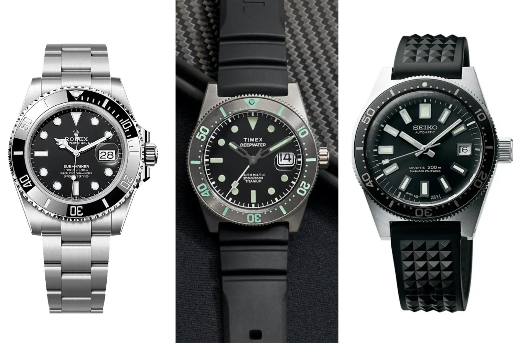 rolex versus timex versus seiko diver
